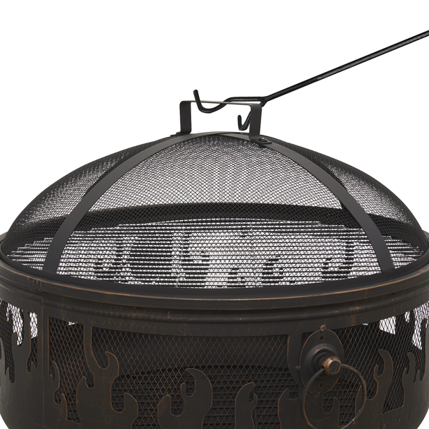Dellonda Deluxe Firepit Fireplace Outdoor Patio Heater, Cooking Grill & Poker