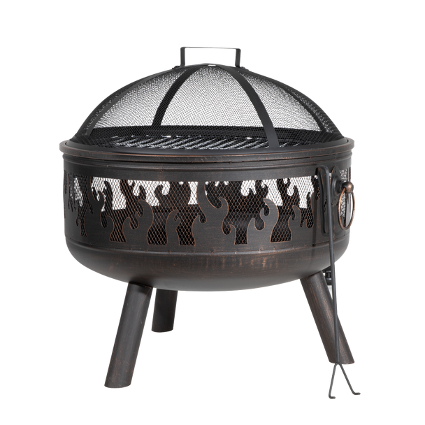 Dellonda Deluxe Firepit Fireplace Outdoor Patio Heater, Cooking Grill & Poker