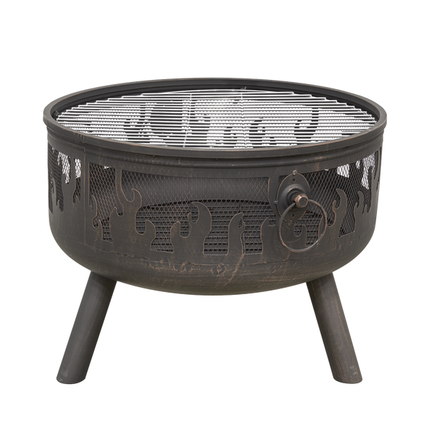 Dellonda Deluxe Firepit Fireplace Outdoor Patio Heater, Cooking Grill & Poker