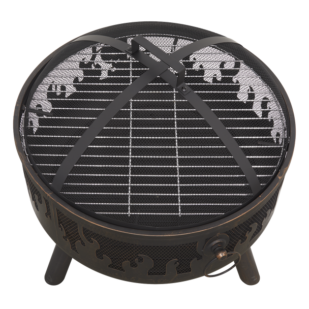 Dellonda Deluxe Firepit Fireplace Outdoor Patio Heater, Cooking Grill & Poker