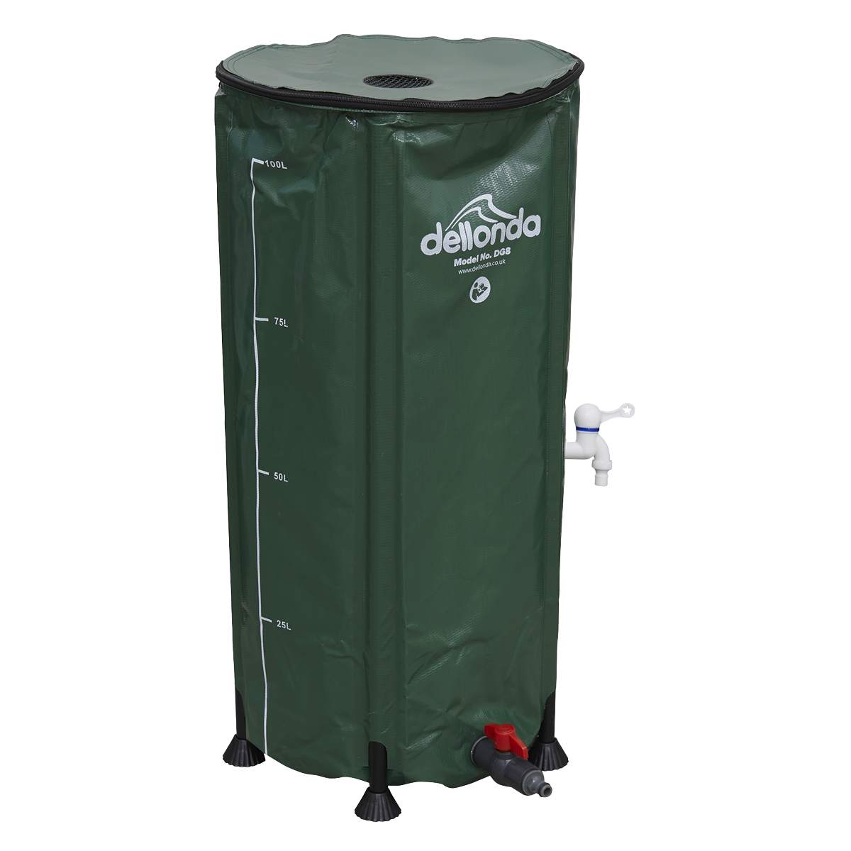 Sealey DG8 Dellonda Collapsible PVC Garden Water Butt with Zipped Lid & Drain Tap 100L