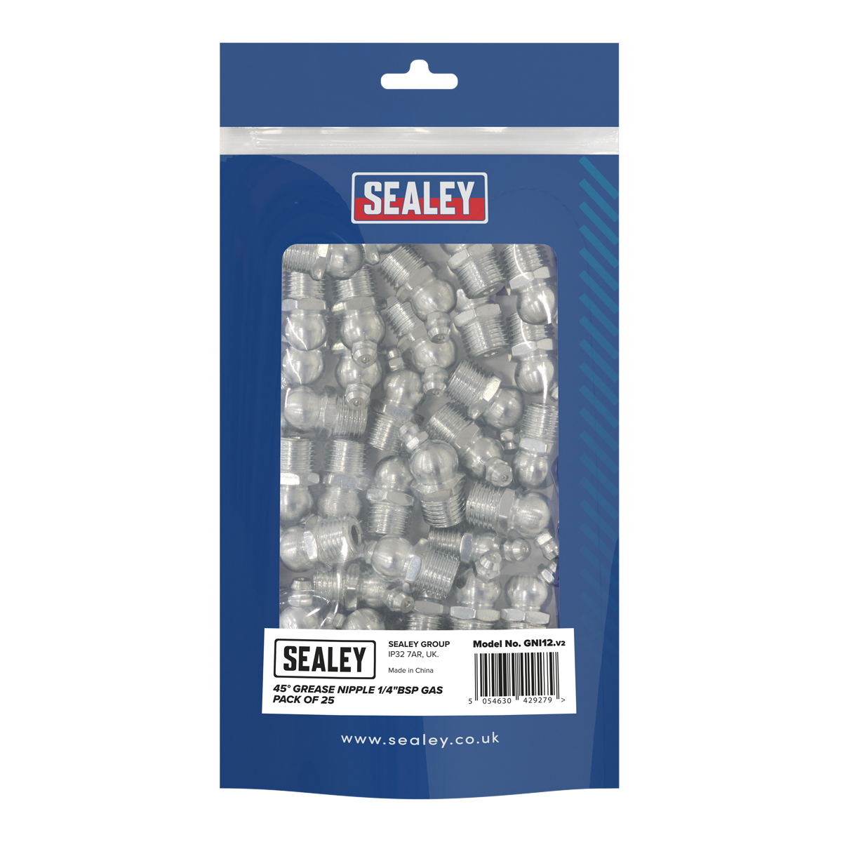 Sealey GNI12 45 Grease Nipple 1/4"BSP Gas - Pack of 25