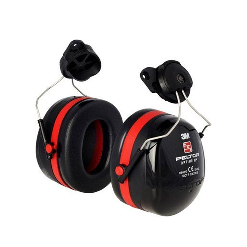 3M PELTOR Optime III Ear Defenders, 34 dB, Black/Red, Helmet Mounted attachment, H540P3G-413-SV