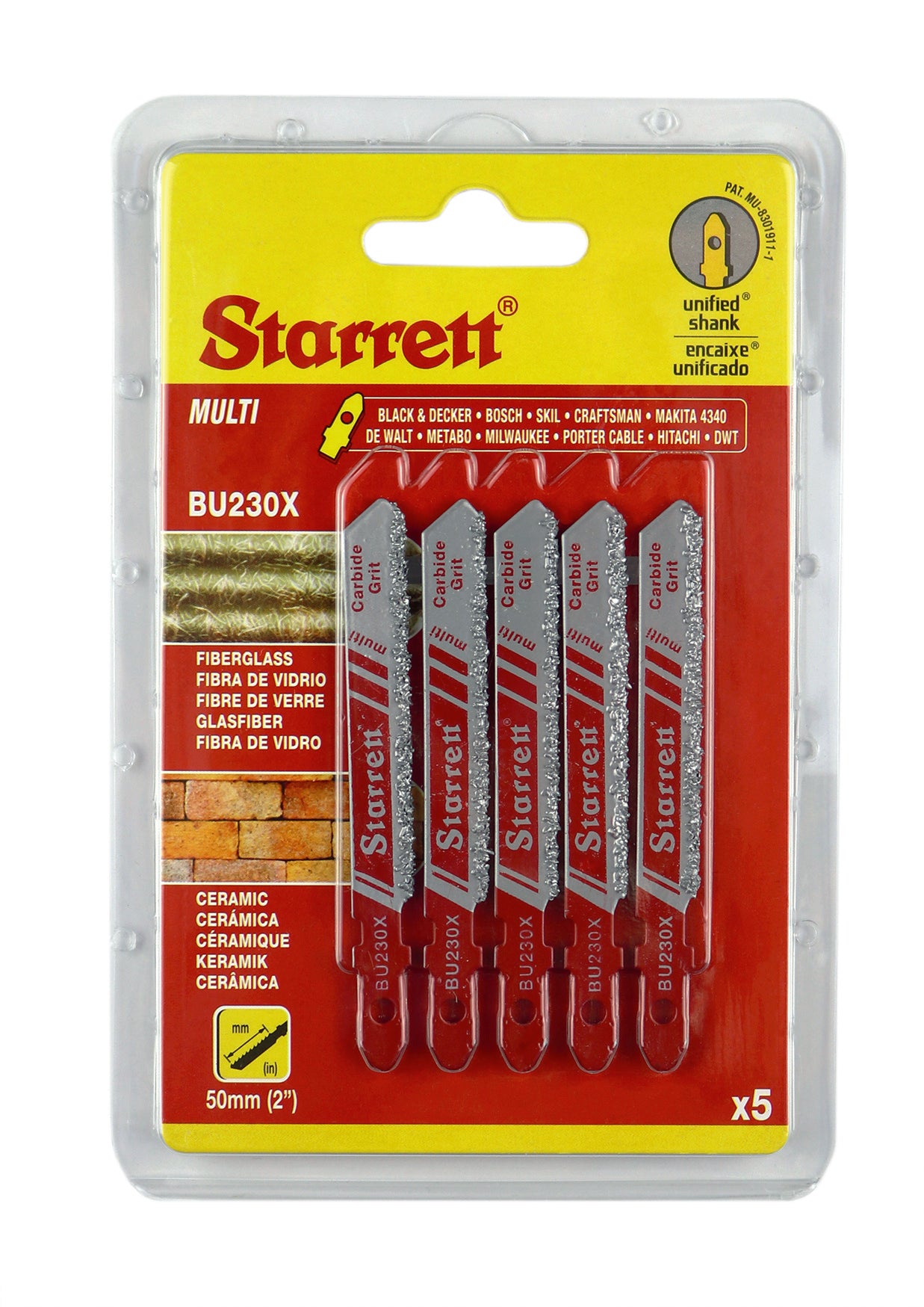 Starrett BU230X Multi Purpose Carbide Grit Jig Saw Blade50MM 2" (5 Pcs)
