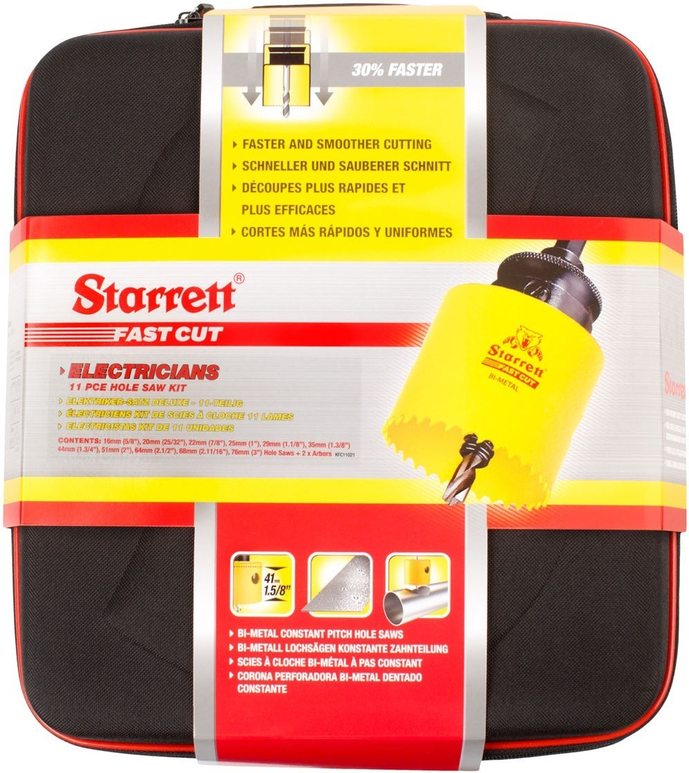 Starrett Electricians Deluxe Fast Cut Holesaw Kit 11PC KFC11021