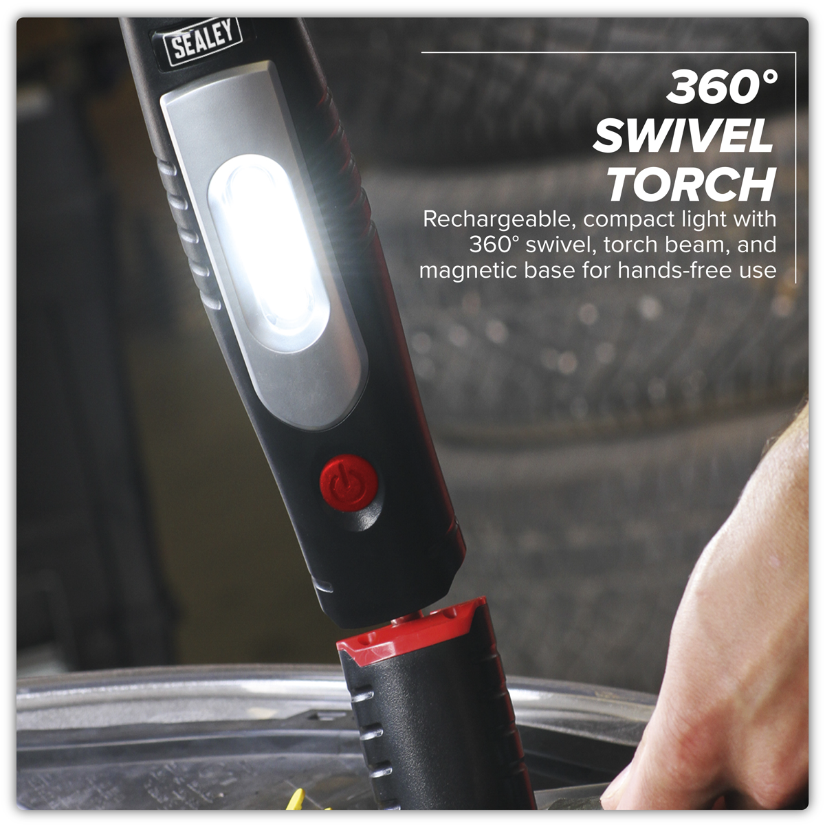 Sealey LED3602 Rechargeable 360 Inspection Light 4W & 3W SMD LED - Black