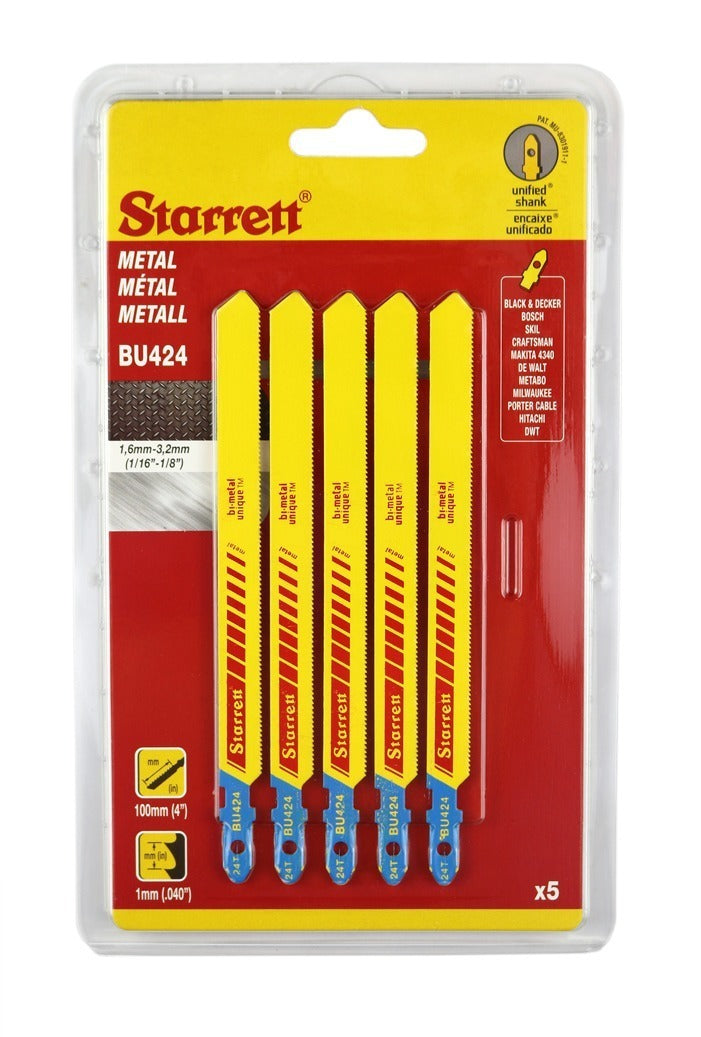 Starrett Metal Cutting Jigsaw Blades  BU424-5 Unified Shank Bi-Metal Saw Blade (5Pcs)