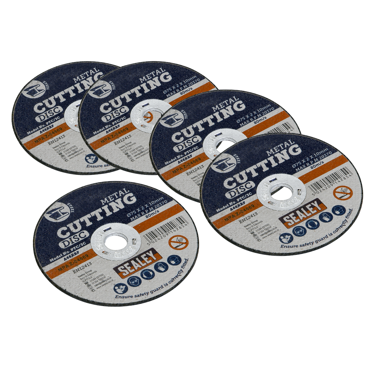 Sealey PTC/3C5 Cutting Disc 75 x 2mm 10mm Bore Pack of 5