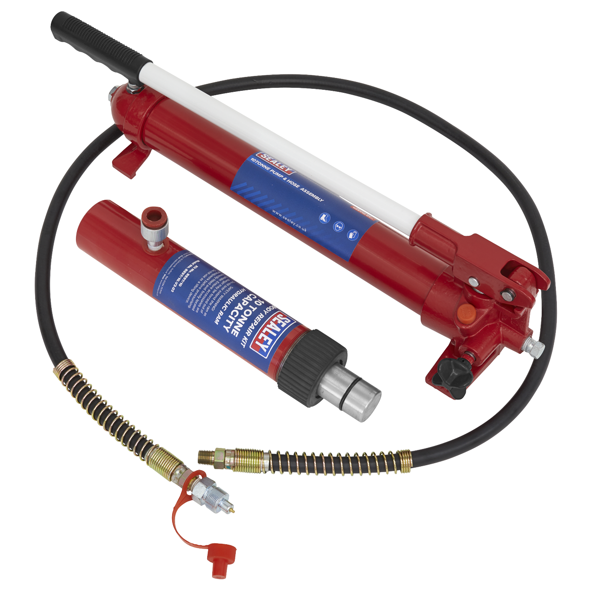 Sealey RE97.10-COMBO Push Ram with Pump & Hose Assembly - 10tonne