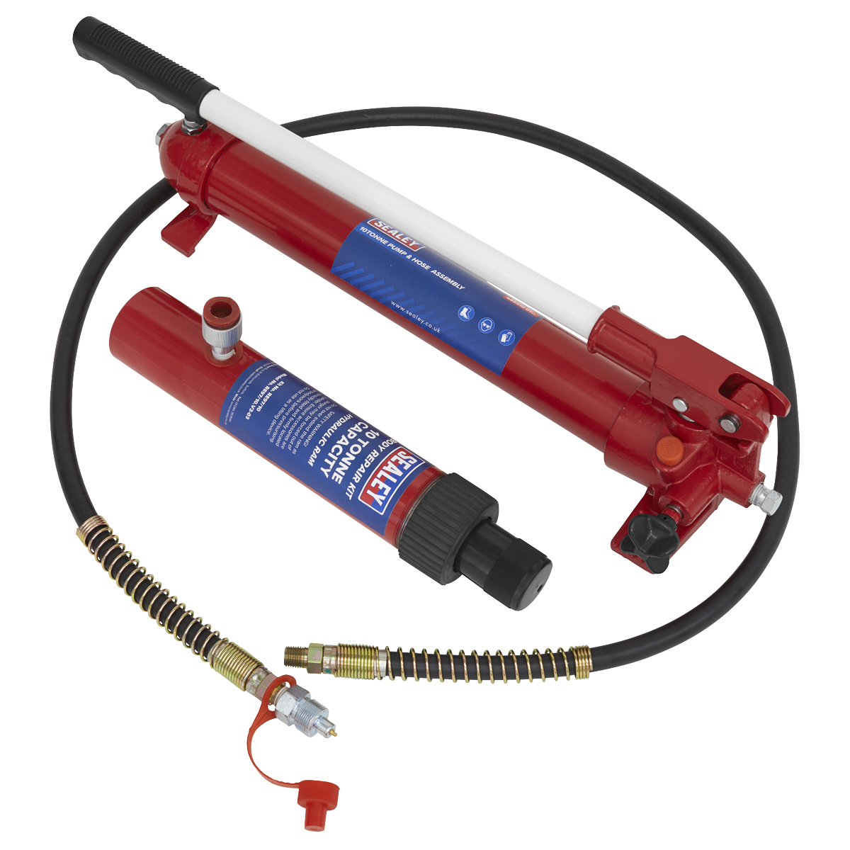 Sealey RE97.10-COMBO Push Ram with Pump & Hose Assembly - 10tonne