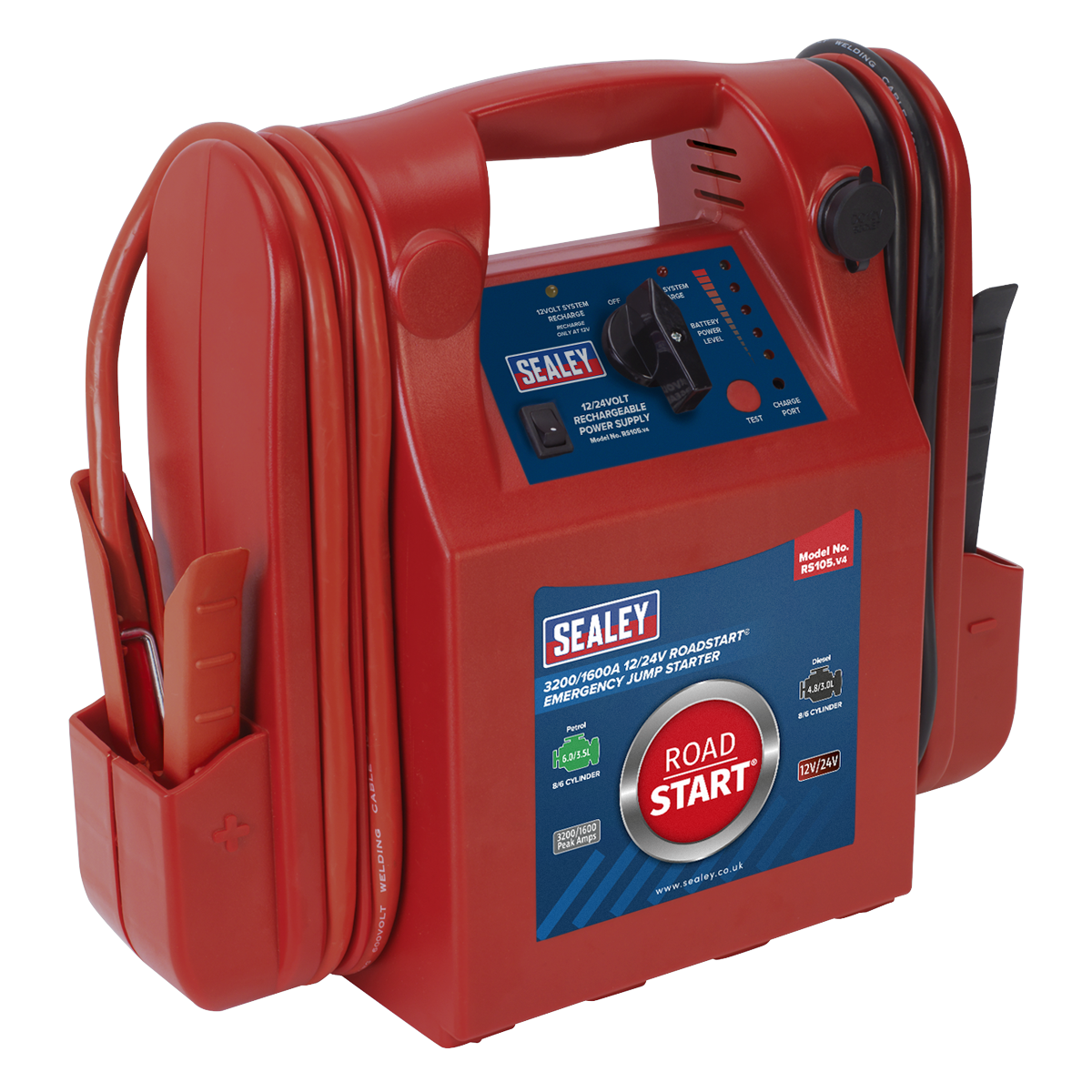 Sealey RS105 RoadStart Emergency Jump Starter 12/24V 3200/1600 Peak Amps