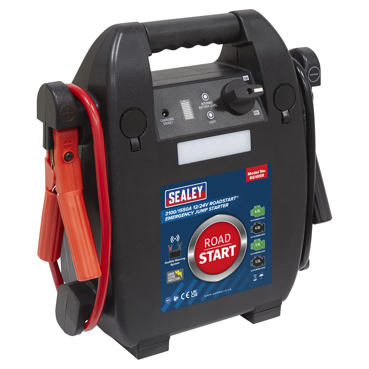Sealey RS105B RoadStart Emergency Jump Starter 12/24V 6L 8 Cylinder