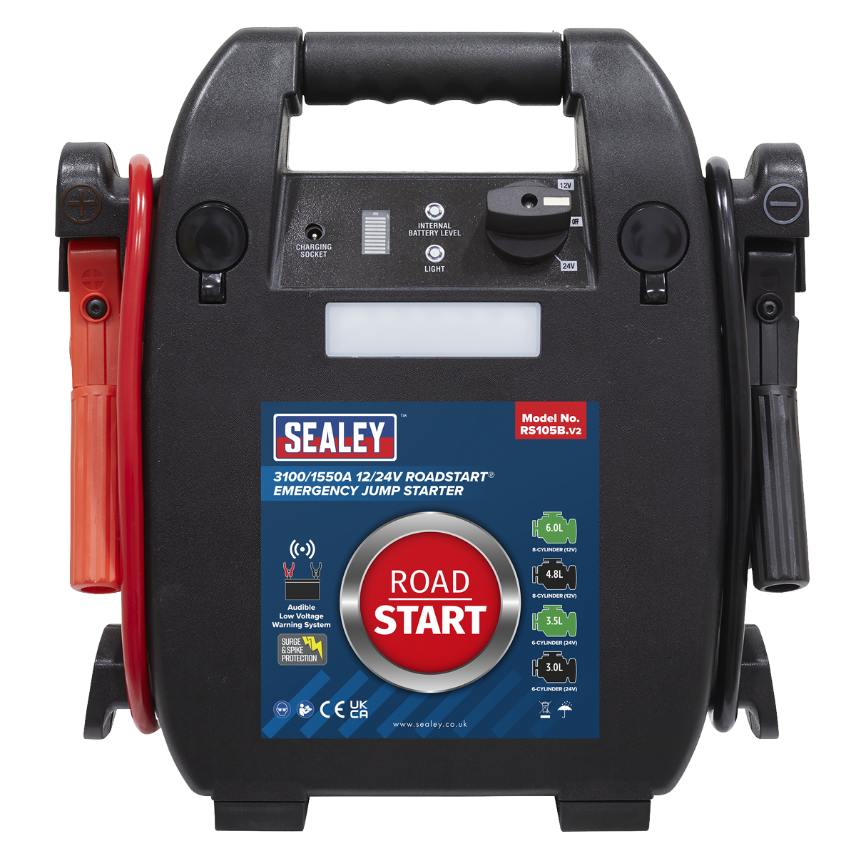 Sealey RS105B RoadStart Emergency Jump Starter 12/24V 6L 8 Cylinder