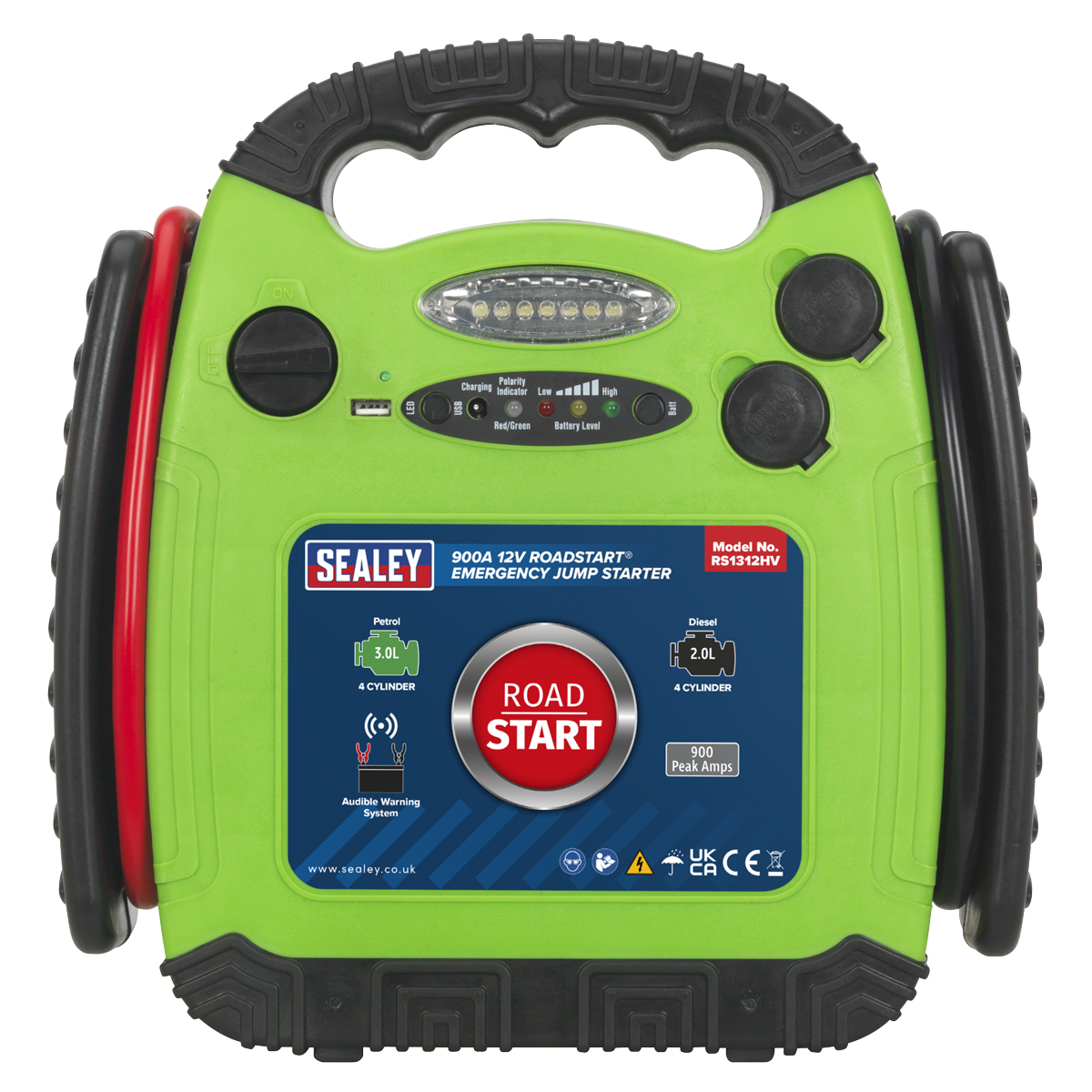 Sealey RS1312HV RoadStart Emergency Power Pack 12V 900 Peak Amps Hi-Vis Green