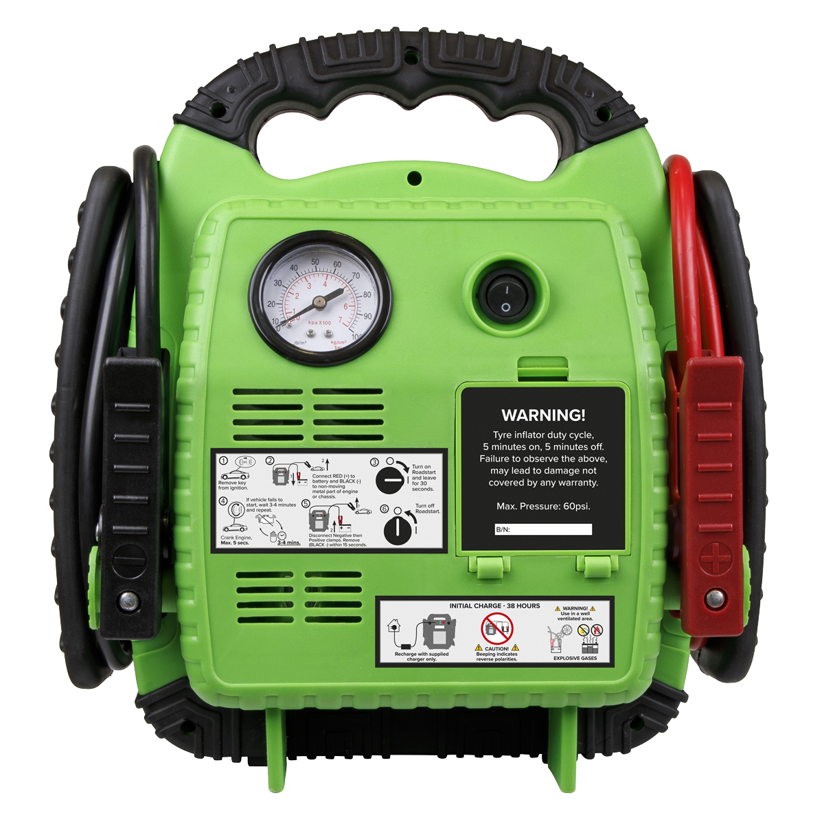 Sealey RS1322HV RoadStart® Emergency Jump Starter with Air Compressor 12V 900 Peak Amps