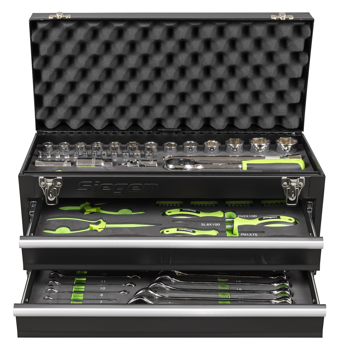 Sealey S01055 Siegen Portable Tool Chest 2 Drawer with Tool Kit 90pc
