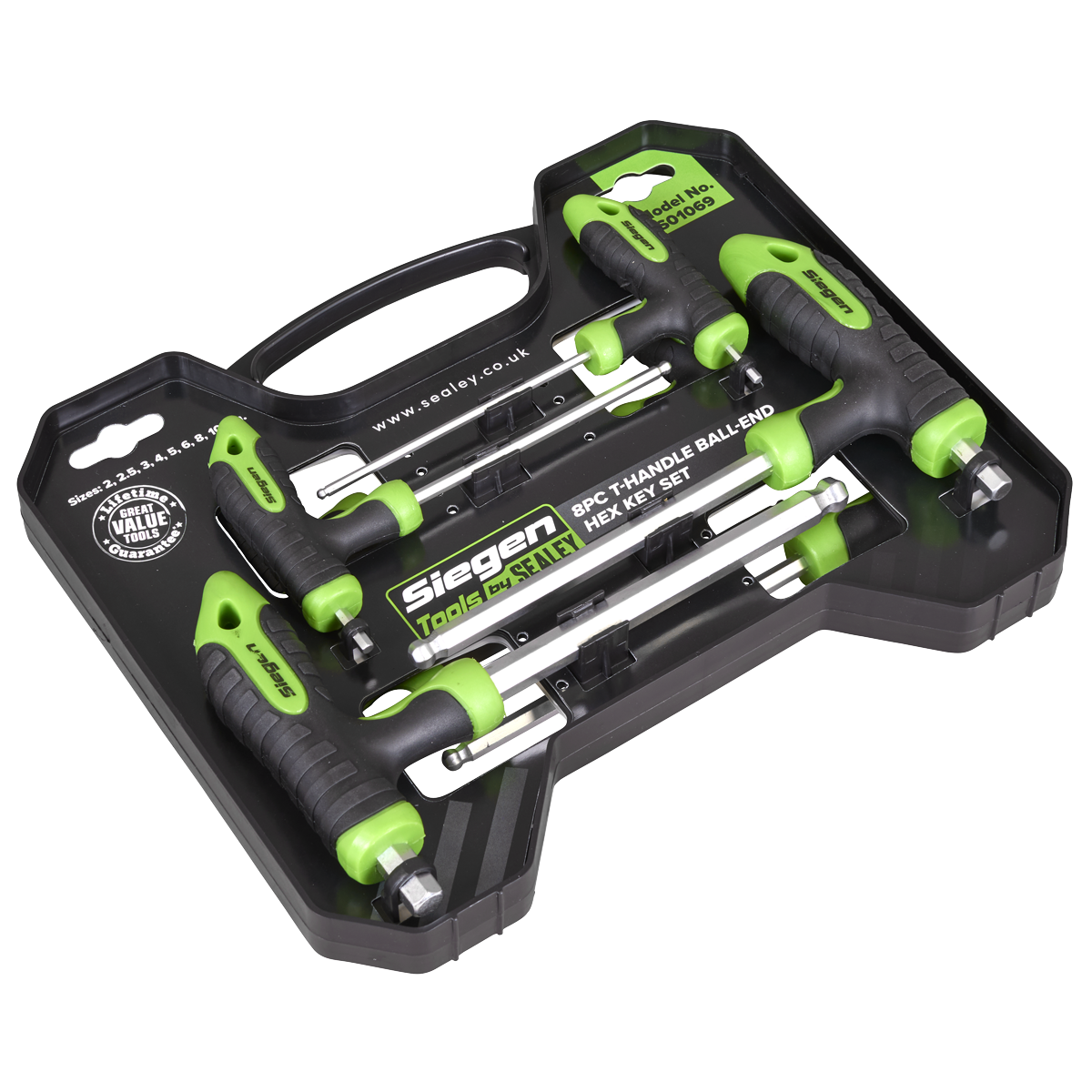 Sealey S01069 Siegen T-Handle Ball-End Hex Key Set 8pc
