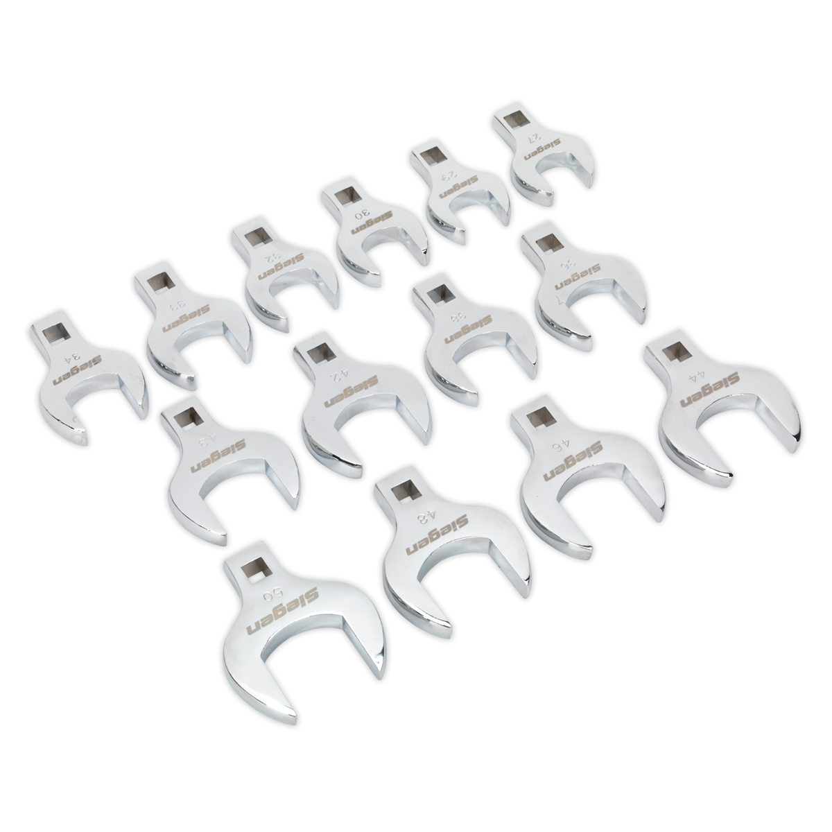 Sealey S01109 Crow's Foot Open End Spanner Set 14pc 1/2"Sq Drive Metric