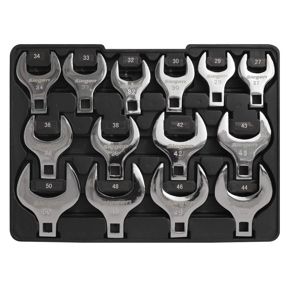 Sealey S01109 Crow's Foot Open End Spanner Set 14pc 1/2"Sq Drive Metric