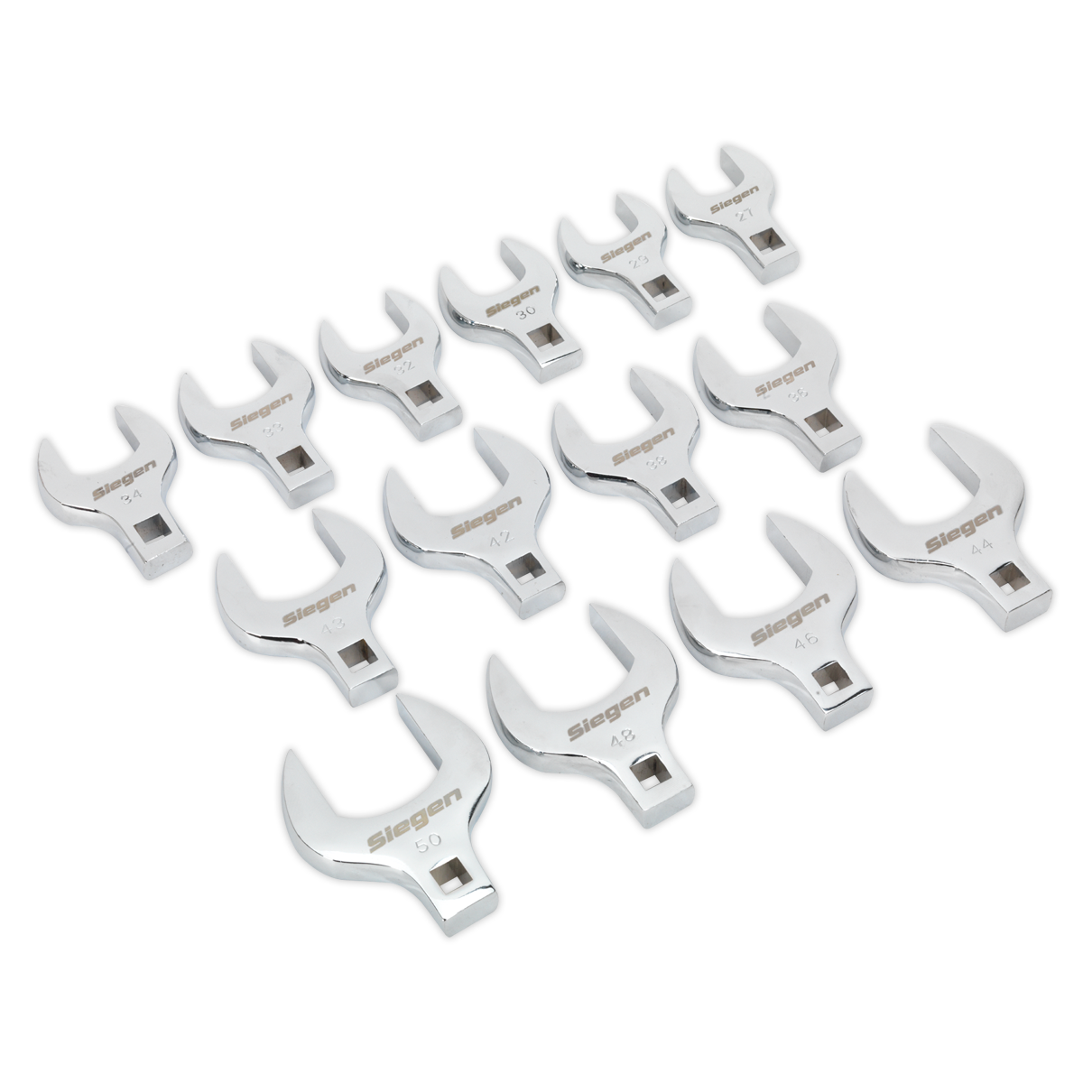 Sealey S01109 Crow's Foot Open End Spanner Set 14pc 1/2"Sq Drive Metric