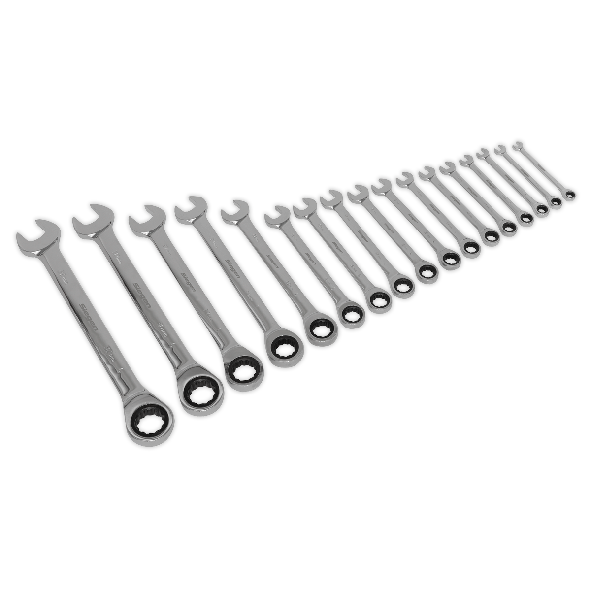 Sealey S01156 Combination Ratchet Spanner Set 17pc Metric