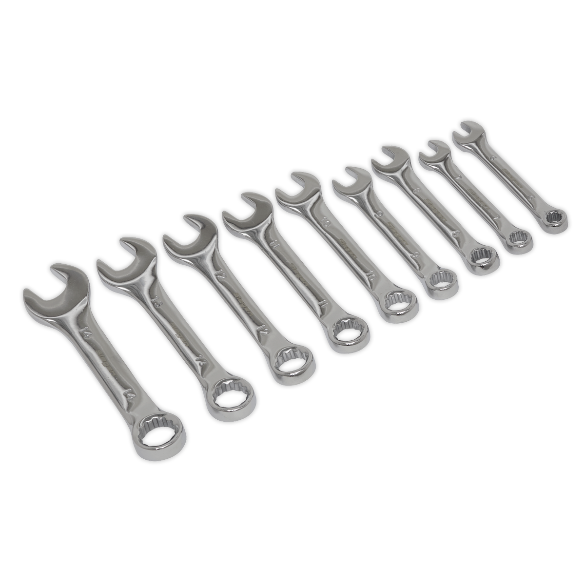 Sealey S01157 Stubby Combination Spanner Set 9pc - Metric
