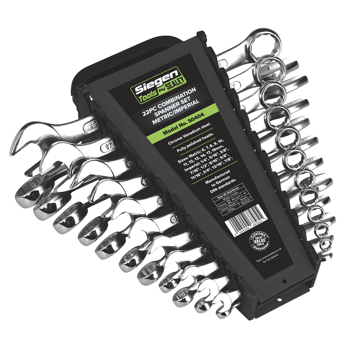Sealey S0404 Combination Spanner Set 22pc Metric/Imperial
