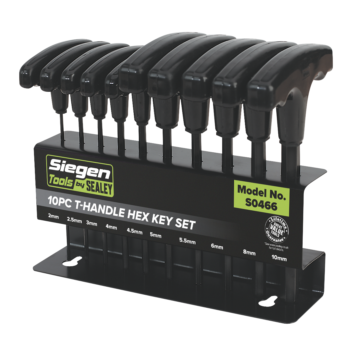Sealey S0466 Hex Key Set 10pc T-Handle - Metric
