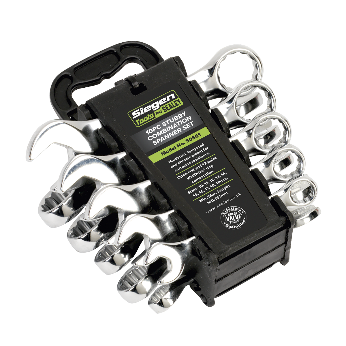 Sealey S0561 Combination Spanner Set 10pc Stubby Metric