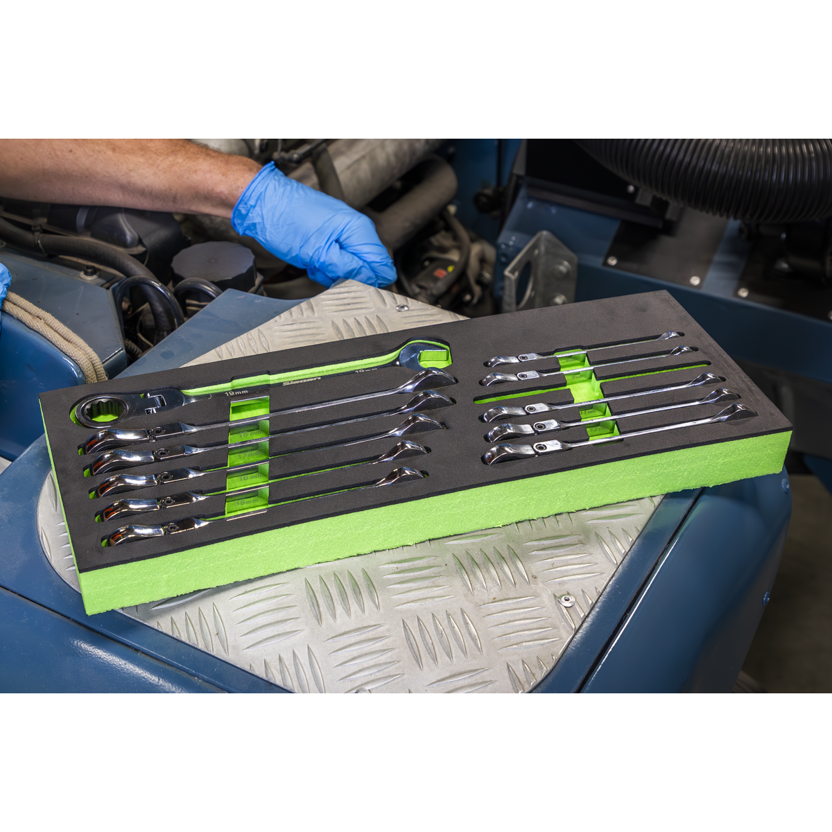 Sealey S0635 Siegen Flexi-Head Combination Ratchet Spanner Set 12pc