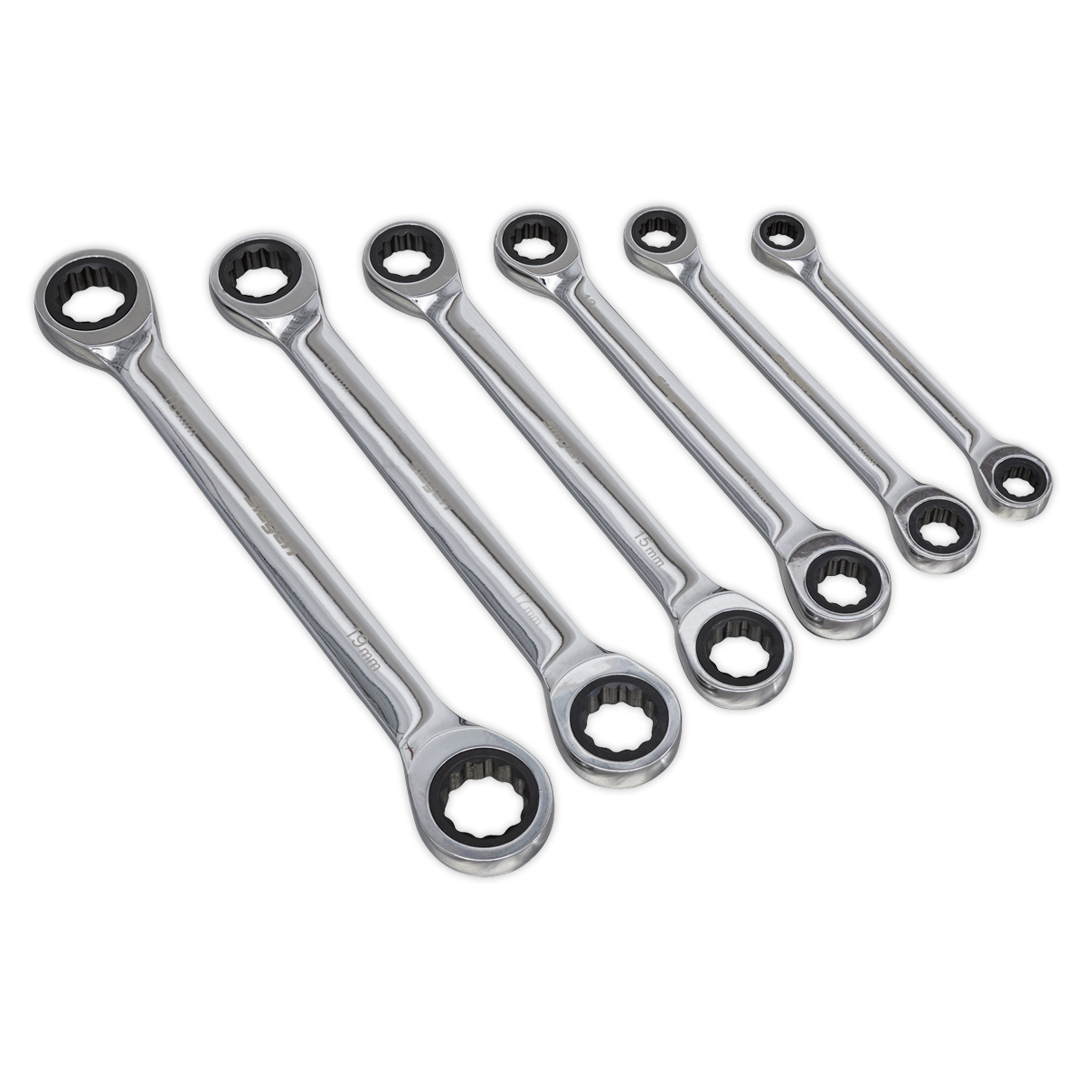 Sealey S0636 Double End Ratchet Ring Spanner Set 6pc Metric