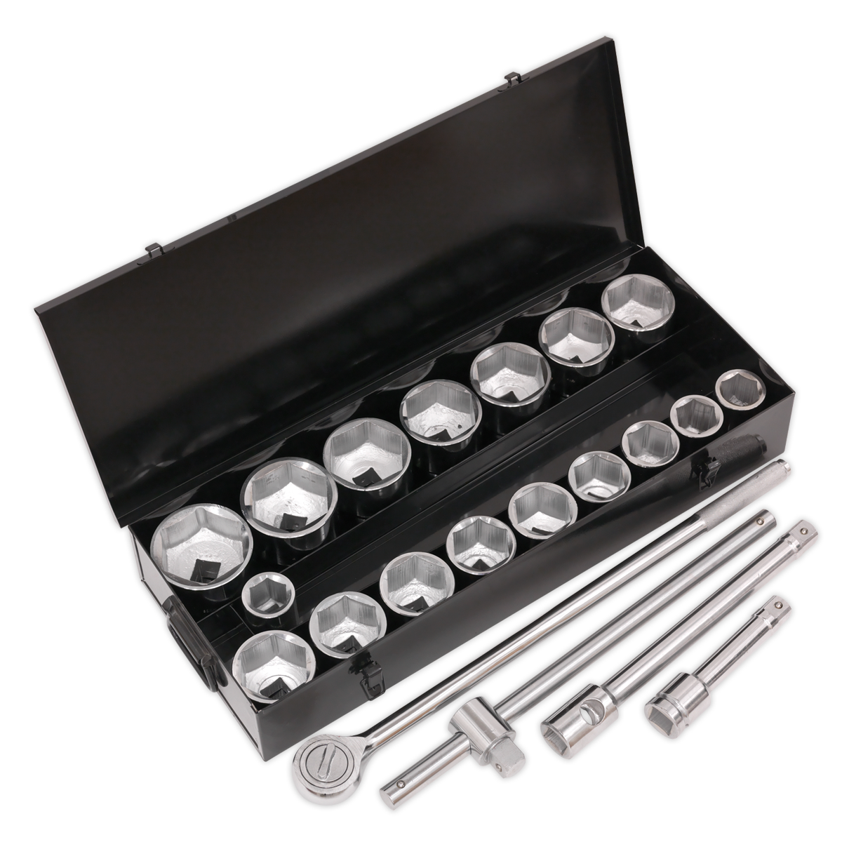 Sealey S0768 Socket Set 21pc 1"Sq Drive 6pt WallDrive® Metric