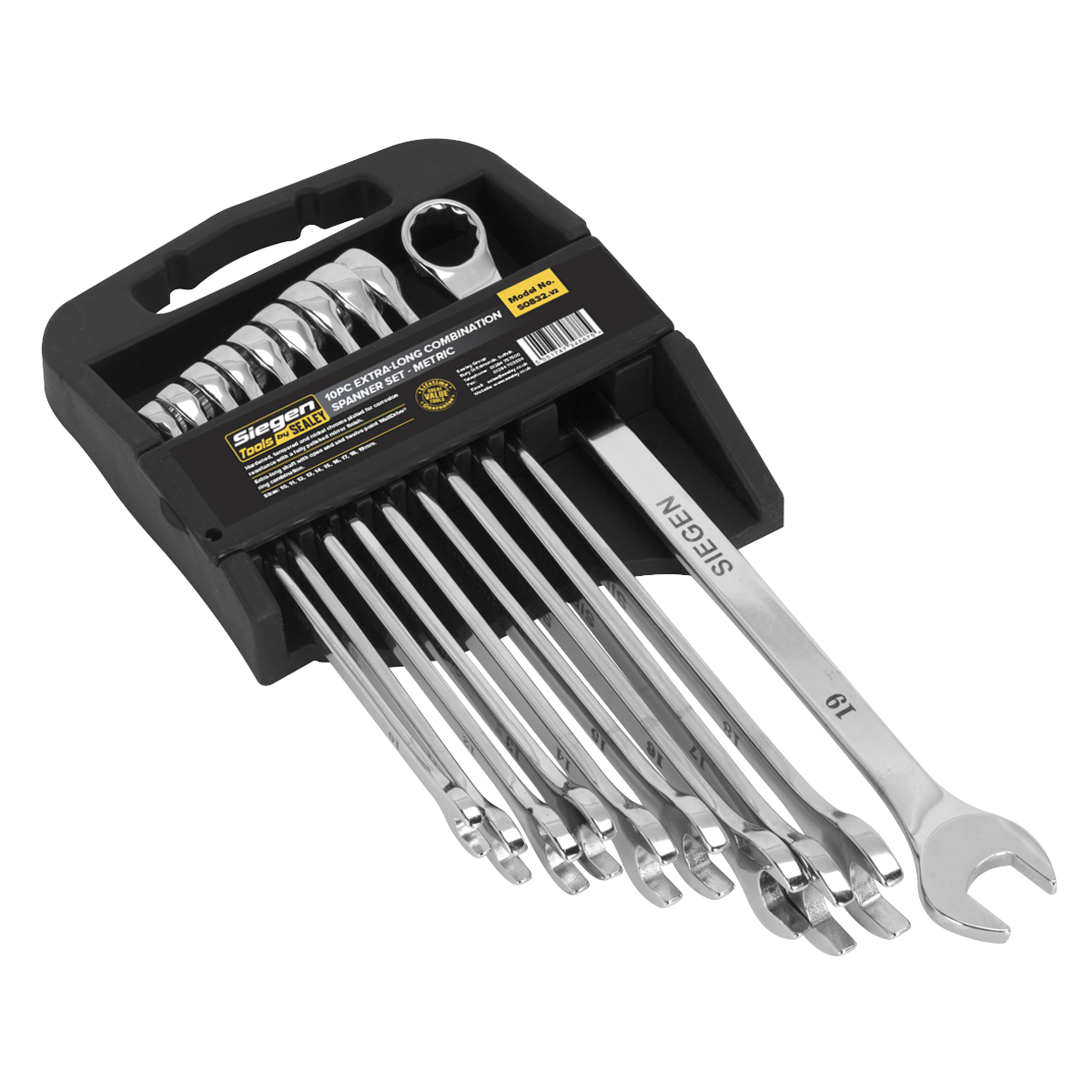 Sealey S0832 Combination Spanner Set 10pc Extra-Long Metric