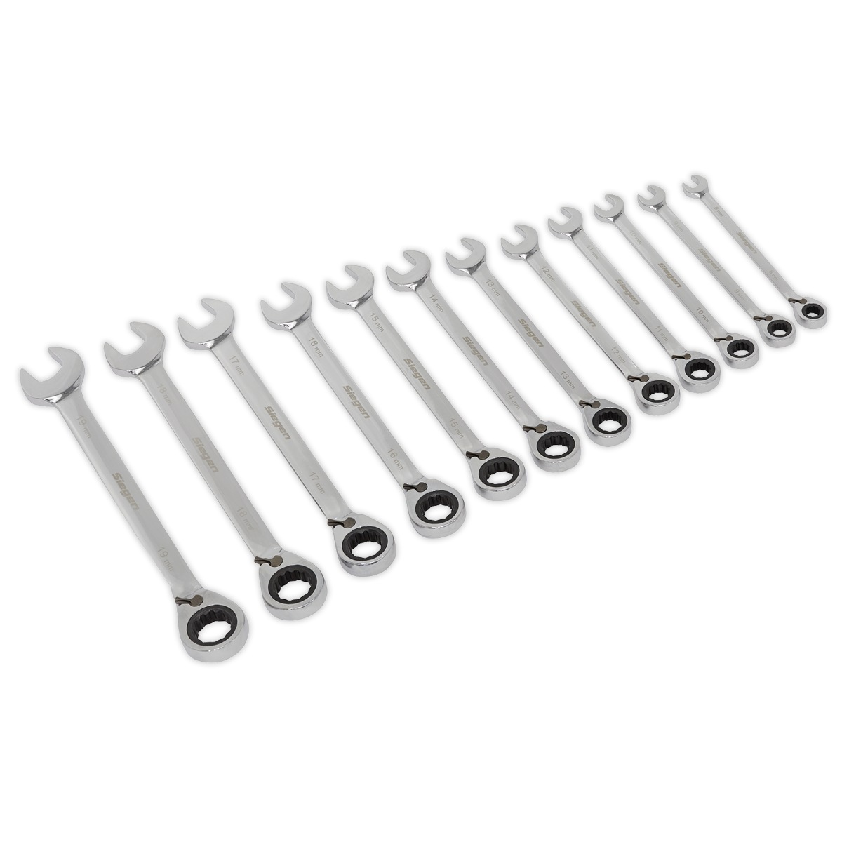 Sealey S0840 Reversible Ratchet Combination Spanner Set 12pc Metric