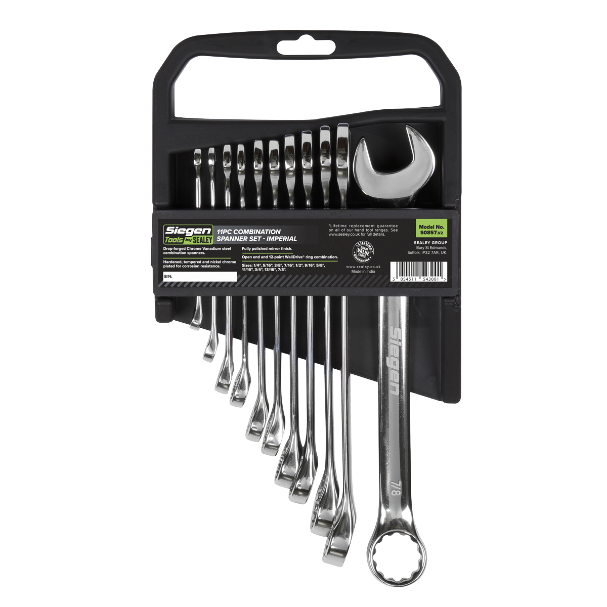 Sealey S0857 Combination Spanner Set 11pc Imperial