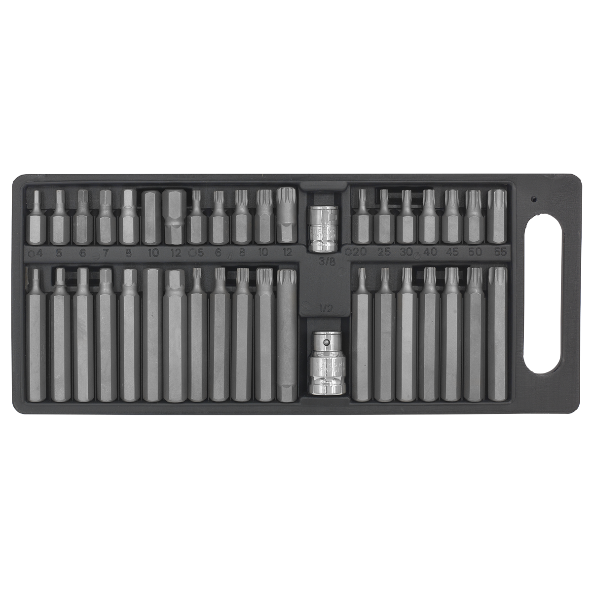 Sealey S0982 Siegen TRX-Star/Hex/Spline Bit Set 3/8" & 1/2"Sq Drive 40pc