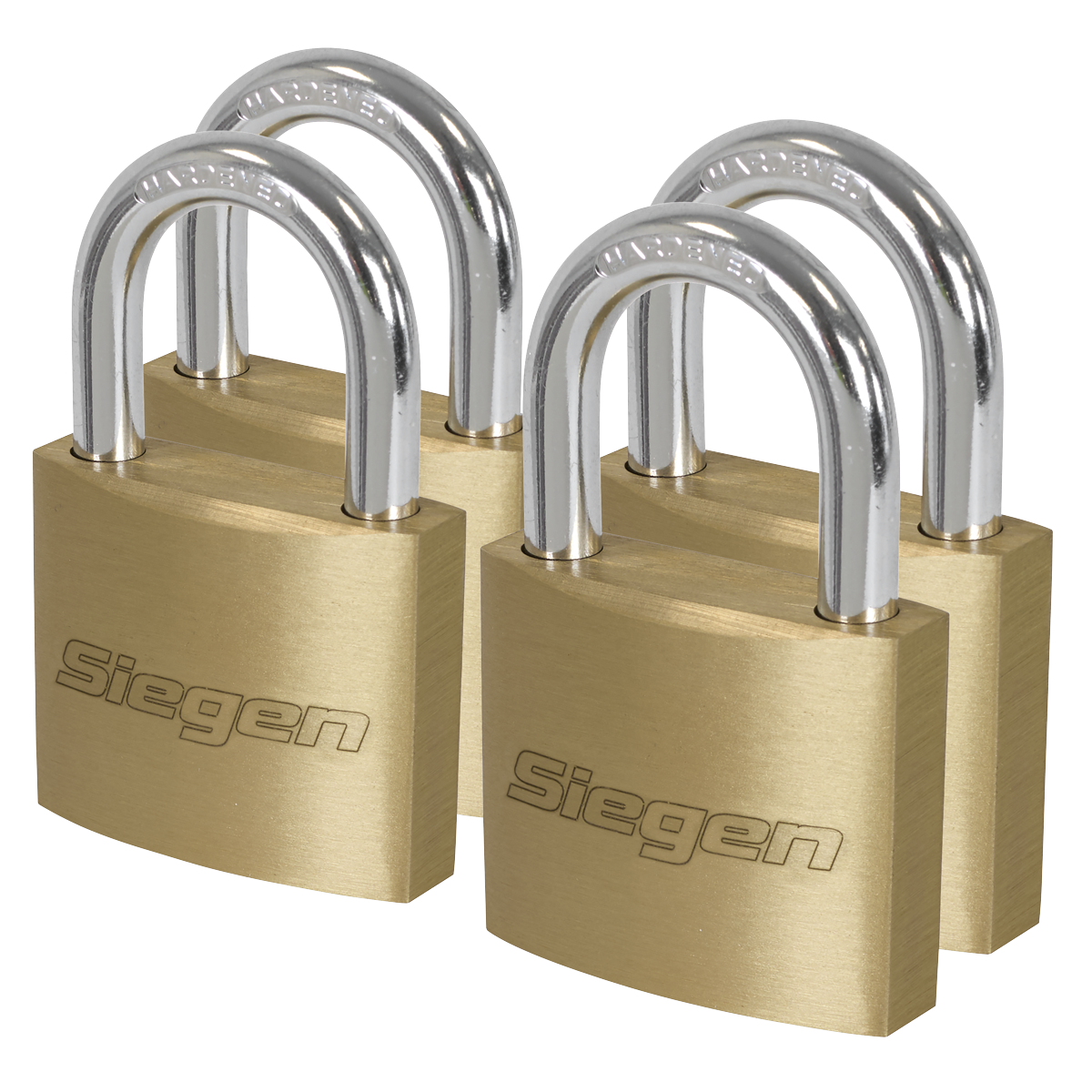 Sealey S0992 Siegen Brass Body Padlock with Brass Cylinder Keyed Alike - Pack of 4