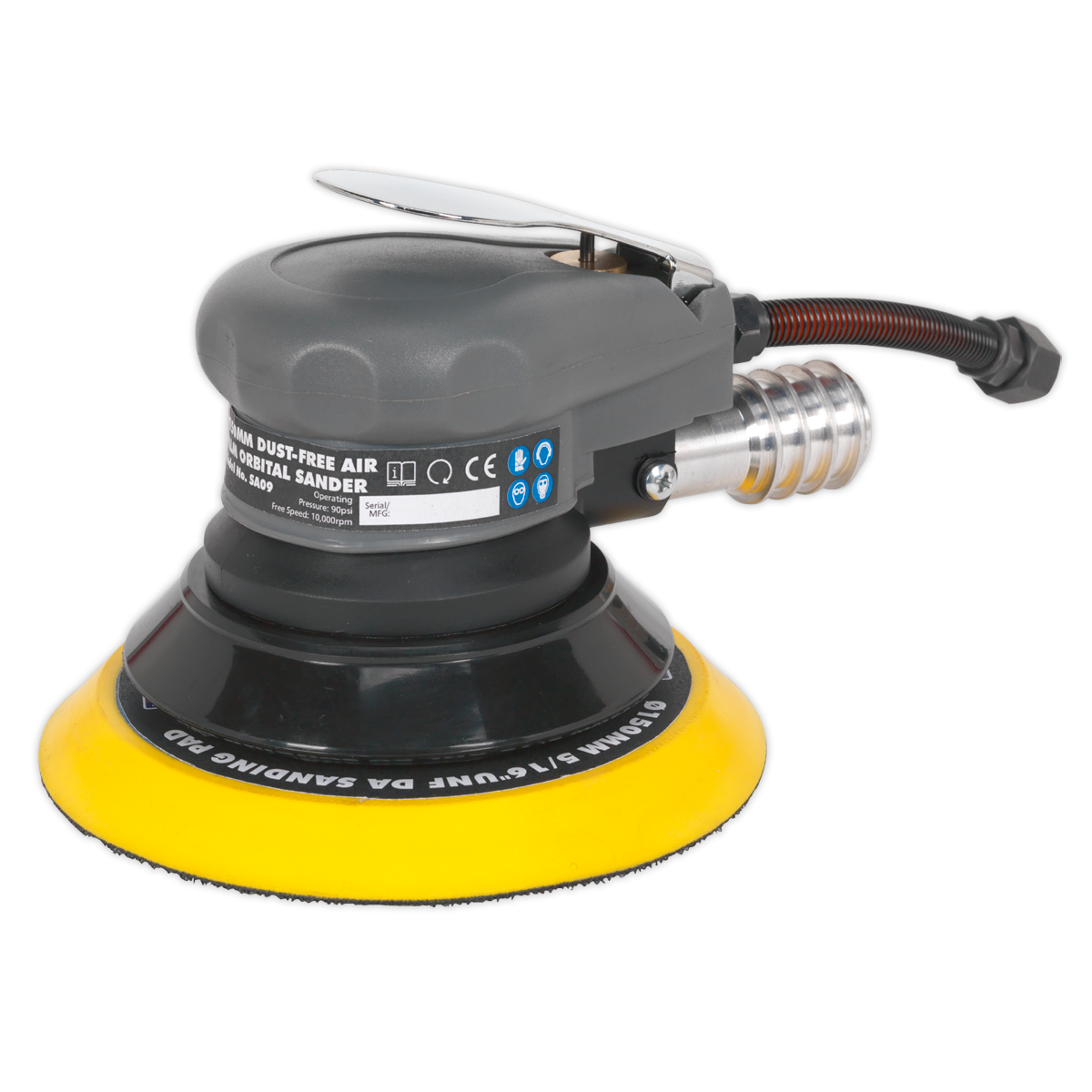 Sealey SA09 Air Palm Orbital Sander 150mm Dust-Free
