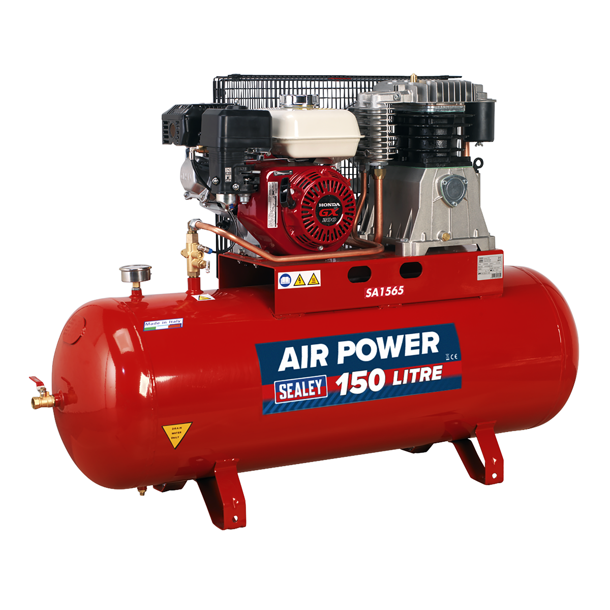 Sealey SA1565 Air Compressor 150L Belt Drive Petrol Engine 6.5hp