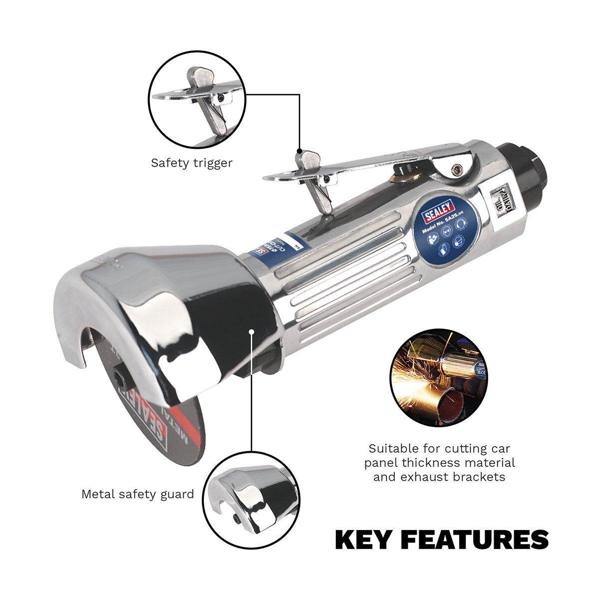 Sealey SA25 Air Rotary Cut-Off Tool 75mm
