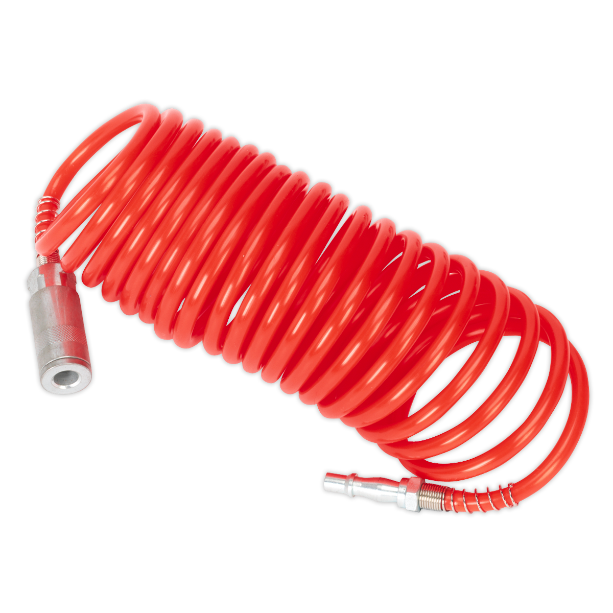 Sealey SA305 PE Coiled Air Hose 5m x Ø5mm with Couplings