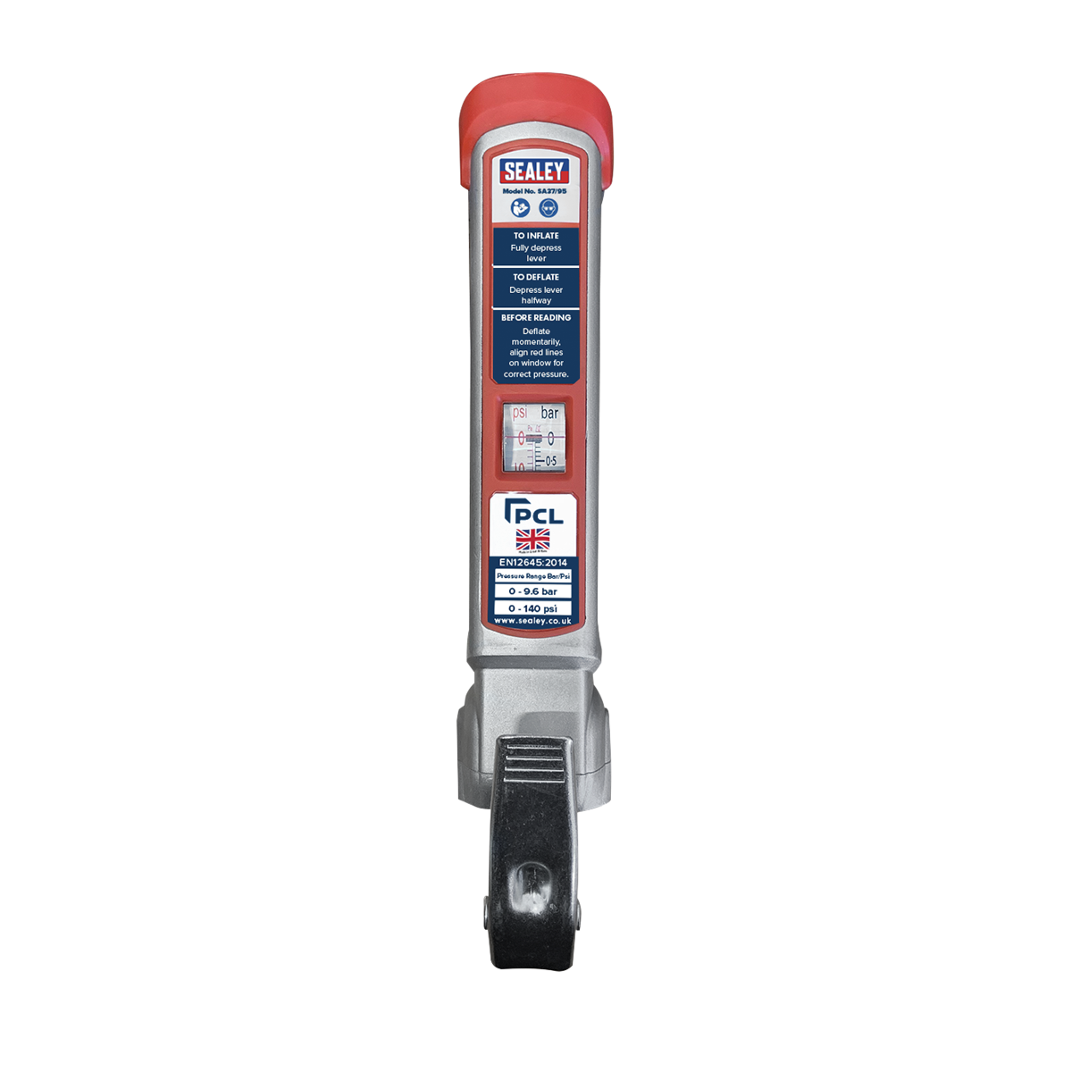 Sealey SA37/95 Tyre Inflator 2.5m Hose with Twin Clip-On Connector
