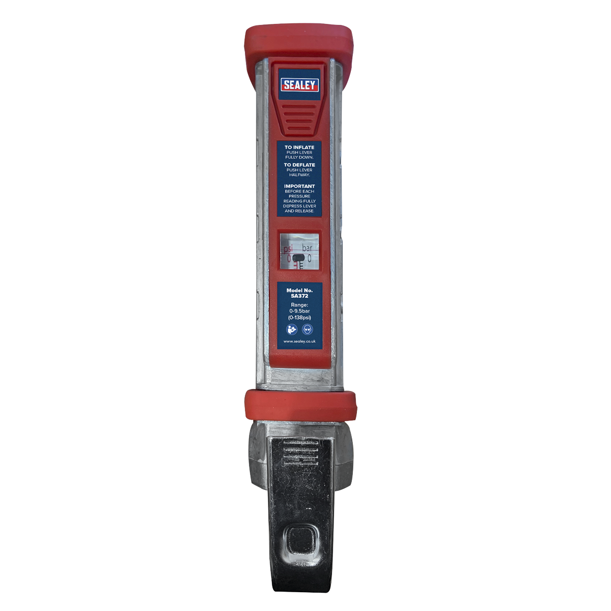 Sealey SA372 Tyre Inflator 2.7m Hose with Clip-On Connector