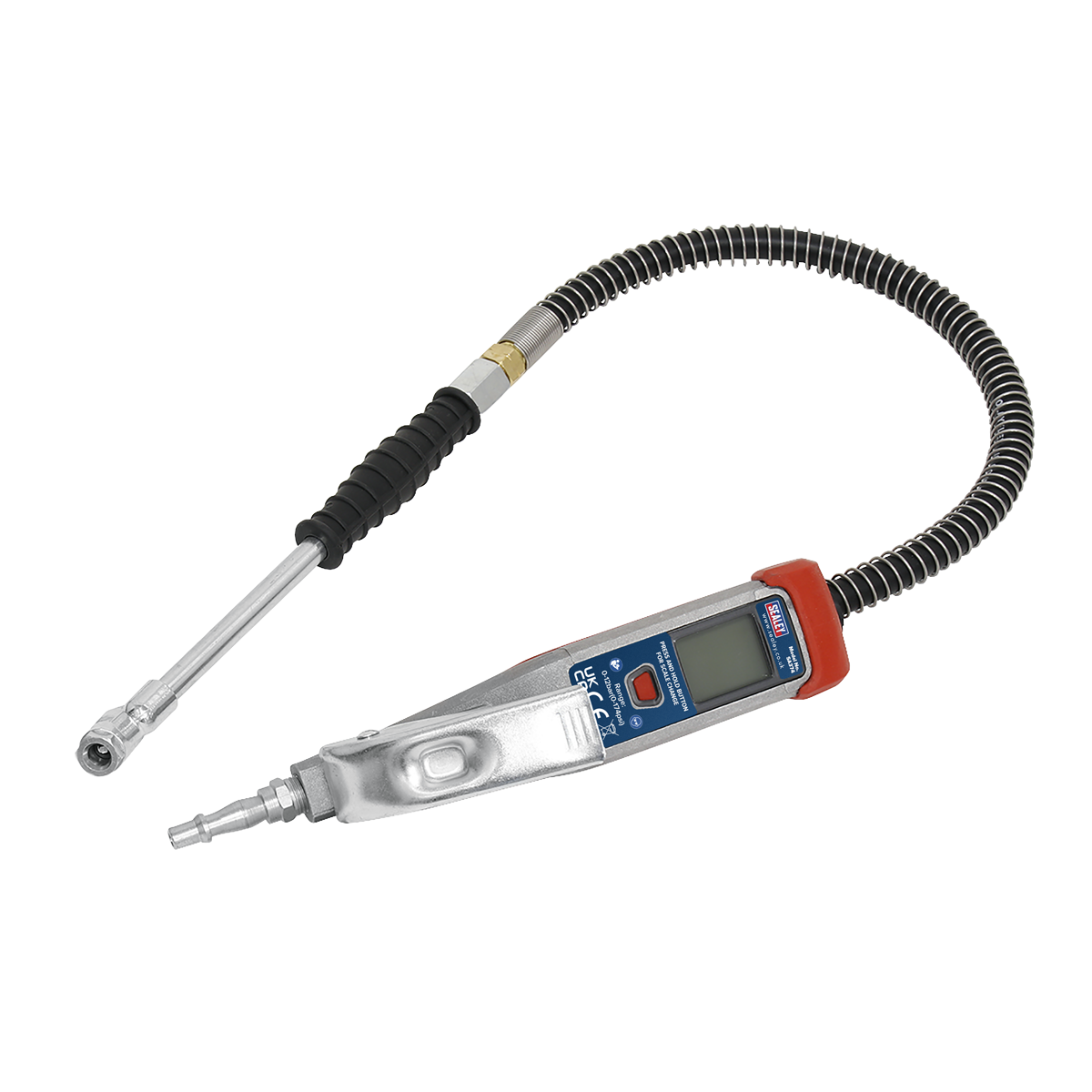 Sealey SA374 Digital Tyre Inflator 0.5m Hose with Twin Push-On Connector