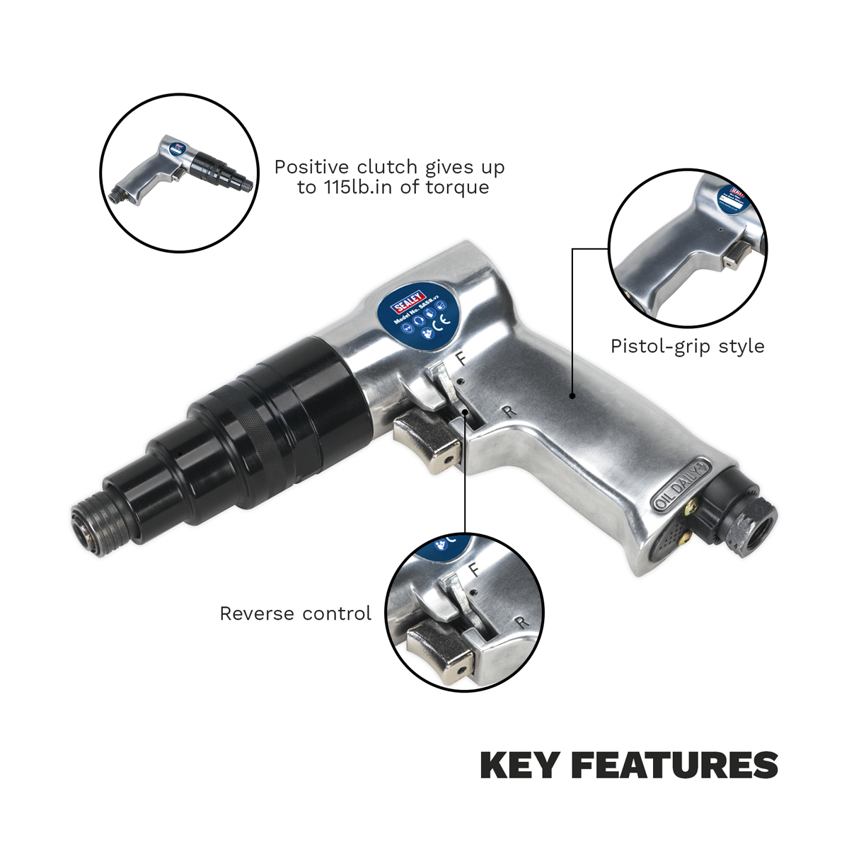 Sealey SA58 Air Screwdriver Pistol Grip