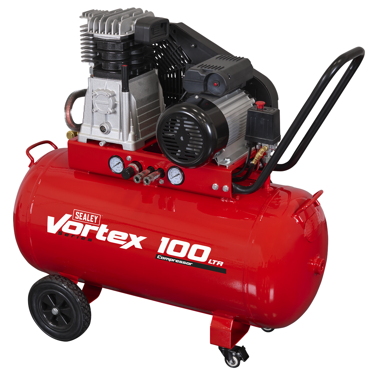 Sealey SAC1103B 100L Belt Drive Air Compressor with Cast Cylinders & Wheels 3.5hp