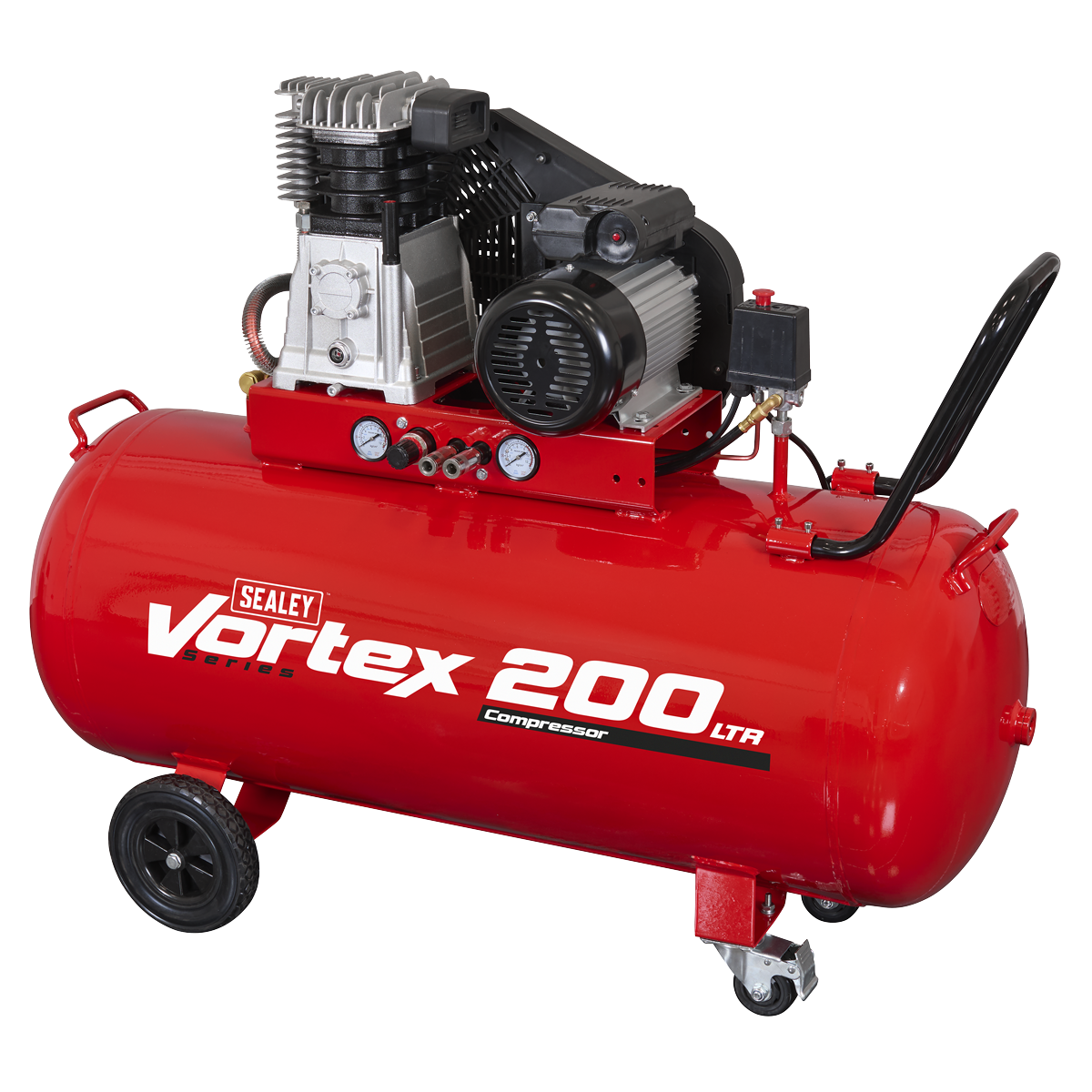 Sealey SAC1203B 200L Belt Drive Air Compressor with Cast Cylinders & Wheels 3.5hp