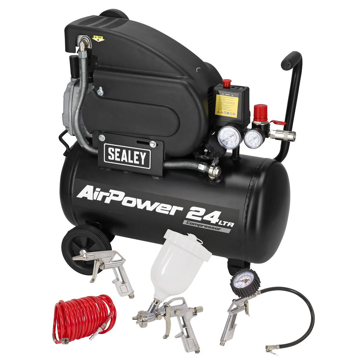 Sealey SAC2420APK 24L Direct Drive Air Compressor 2hp with 4pc Air Accessory Kit