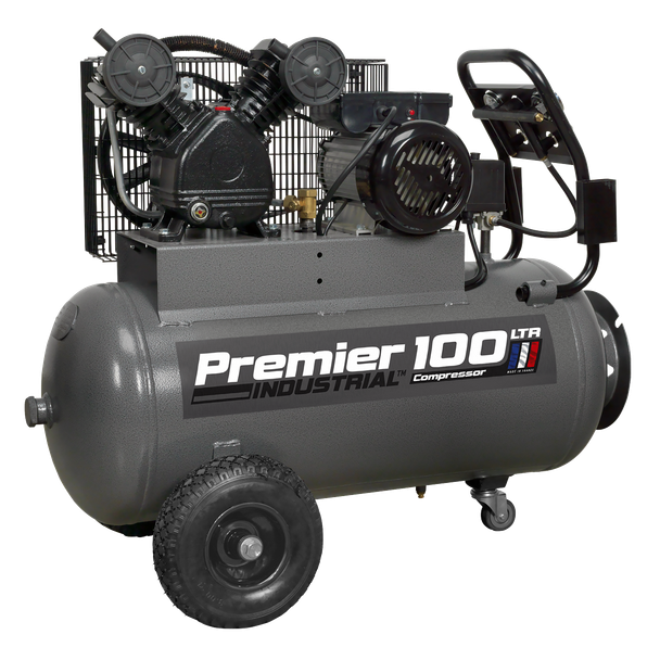 Sealey SAC3103B Premier 100L Belt Drive Air Compressor with Front Control Panel 3hp