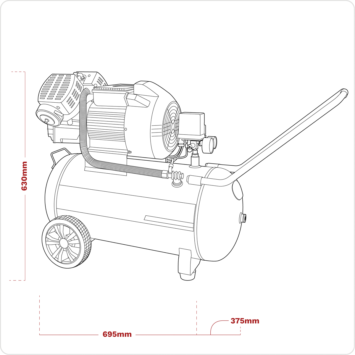 Sealey SAC5030VE Compressor 50L V-Twin Direct Drive 3hp